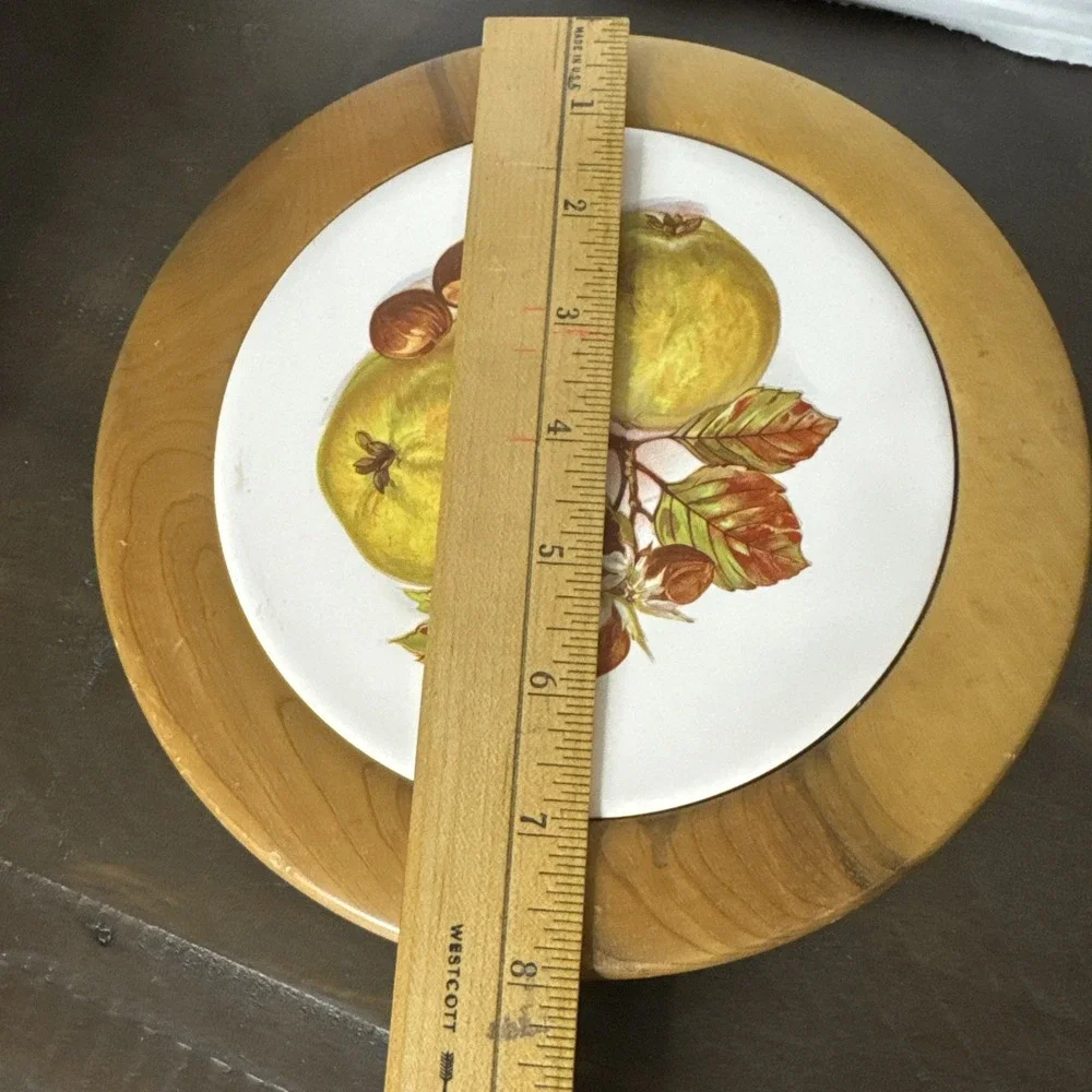 Vintage Fruit/Nut Wood and Tile Trivet Hot Plate  Hanging Wall Decor  Myrtlewood